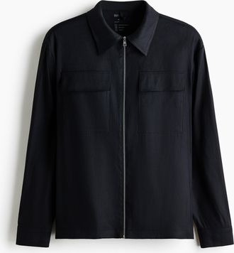 H&M Overshirt aus Leinengemisch in Regular Fit - Marineblau