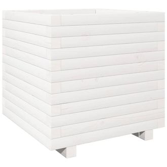 Berkfield Home Garden Planter White 50x50x49.5 cm Solid Wood Pine