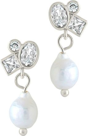 Sterling Forever Silver Cz Penny Cluster Stud Earrings