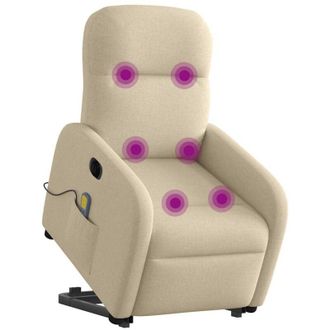 vidaXL Vidaxl - Sill&oacute;n De Masaje El&eacute;ctrico Reclinable Elevable Tela Crema