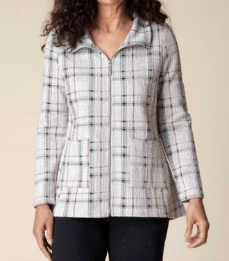 Habitat Windowpane Plaid Knit Swing Jacket In Putty