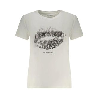 Pepe Jeans London T-Shirts, female, White, Size: XS Bianco Cotton T-Shirt