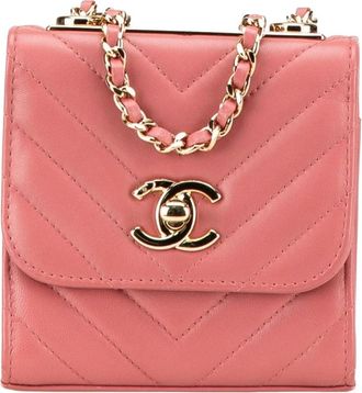 Chanel Pre-owned Mini Chevron Lambskin Trendy CC Chain Wallet - Dames - Vintage Mini Tas - Roze - ONE Size - Leer - Vintage