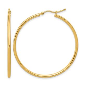 Diamond2Deal 14K Yellow Gold 2mm Polished Round Hoop Earrings