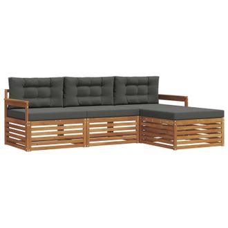 vidaXL Conjunto De Sof&aacute;s De Exterior Con Coj&iacute;n Natural Y Antracita Vidaxl