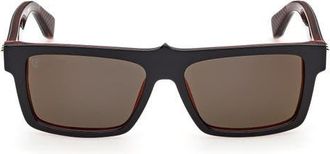 Christian Louboutin 57mm Square Sunglasses in Bilayer Black /Red /Gold at Nordstrom
