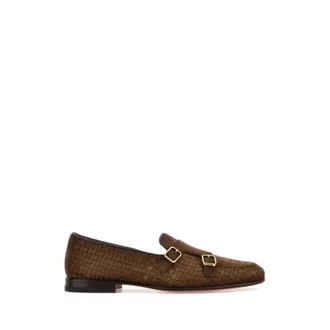 Santoni Loafers, male, Brown, Size: 10 1/2 US Double-Buckle Loafer