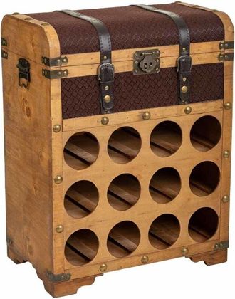 Wanderlust Deco Wanderlust Deco - Baúl botellero de madera marrón 45x28x59