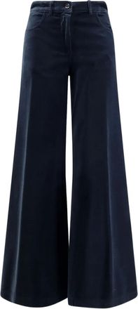 Aspesi velvet-texture cotton trousers - women - Cotton - 44 - Blue