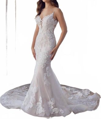 Casablanca Kimberly Wedding Dress In Ivory/champagne
