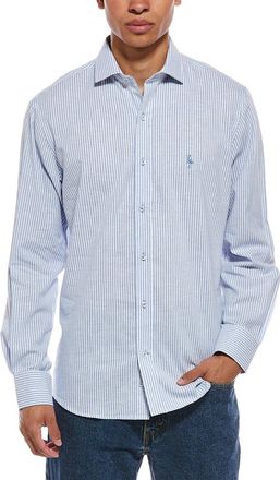 Tailorbyrd Tailorbyrd Yarn Dyed Stripe Linen-Blend Shirt