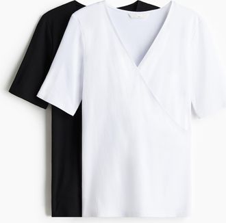 H&M MAMA 2er-Pack Stillshirts - White