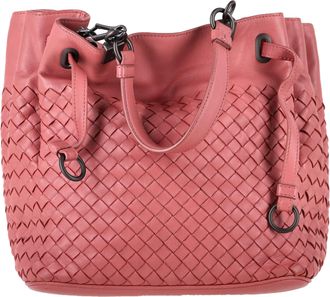 Bottega Veneta Pre-owned Womens Medium Intrecciato Convertible Bucket Bag in Pink Nappa Leather - Rose - One Size