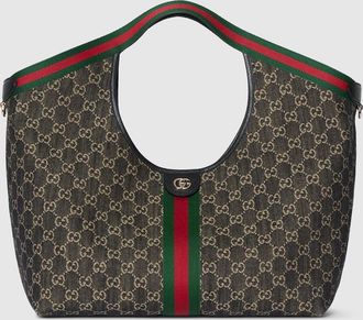 Gucci Giglio Large Tote Bag, Black, Fabric