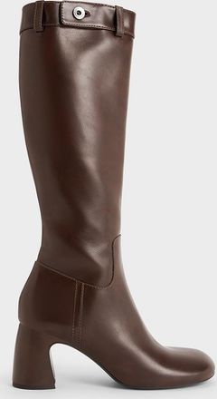 Charles & Keith Block-Heel Knee-High Biker Boots