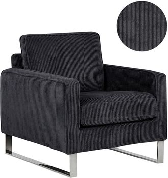 Beliani Beliani - Sill&oacute;n De Tela De Pena Negra Patas Plateadas Estilo Retro Vind