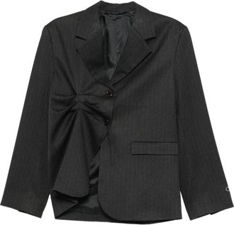 Avavav Avavav, Jassen, Dames, Zwart, L, Polyester, Gekreukte Pinstripe Blazer