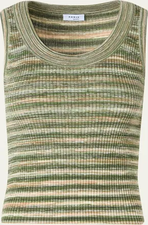 Akris Scoop-Neck Space Dye Merino Wool Rib Tank Top