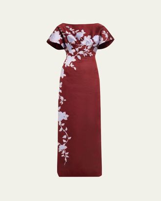 Lela Rose Rose Fil Coupe Empire-Waist Column Gown
