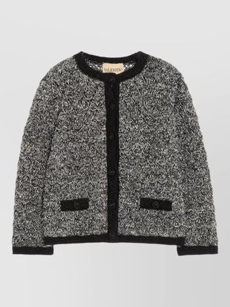 Valentino knit jacket contrast trim front pockets