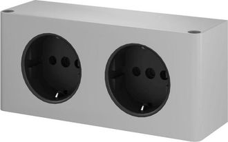 Bernacchini stopcontact - dubbel tbv Spiegelkast - Zilver