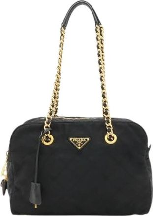 Prada Pre-owned Vintage Quilted Shoulder Bag - Dames - Vintage Schoudertas - Zwart - ONE Size - Nylon - Vintage