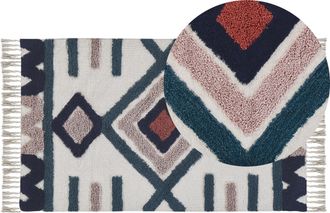 Beliani Beliani - Alfombra De Algod&oacute;n Multicolor 80 X 150 Cm Hecha A Mano Patr&oacute;n Escandinavo Sala De Estar Kozlu