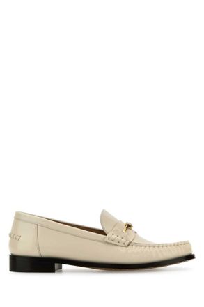 Ferragamo Off White Leather Loafers
