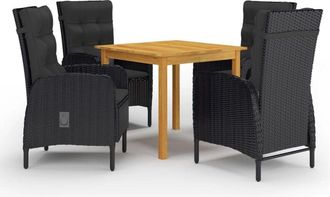 vidaXL Juego De Comedor De Jard&iacute;n De 5 Piezas Negro Vidaxl