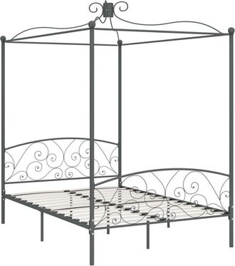 vidaXL Estructura cama con dosel sin colchón metal gris 140x200 cm Vidaxl