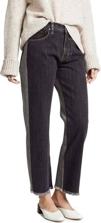 Elizabeth & James Holden Two Tone Ankle Jeans In Black/grey