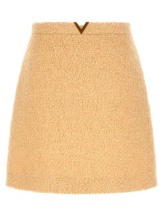 Valentino Garavani Beige Virgin Wool Long Womens Skirt