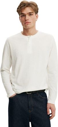Cotton On Mens Fitted Henley Long Sleeve T-Shirt in Vintage White at Nordstrom, Size X-Small