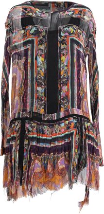 Dries Van Noten Sheer Printed Dress in Multicolor Silk