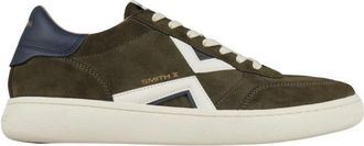 Alexander Smith Ocean Uomo in groen su&egrave;de met wit zijlogo en blauwe hiel - Heren - Sneakers - Veelkleurig - 45 EU - Su&egrave;de - Schoenen