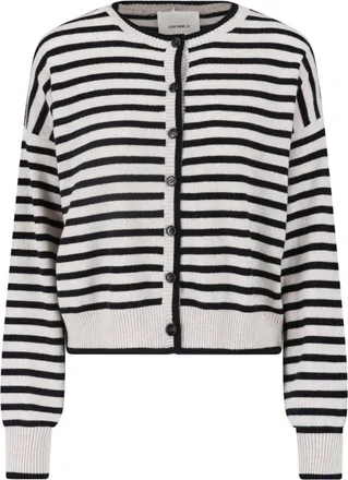 Lisa Yang Striped Cropped Button-Down Knit Sweater