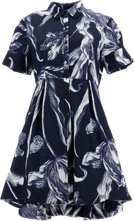 Erdem Knee-Length Mini Shirt Dress with Botanical Garden Print