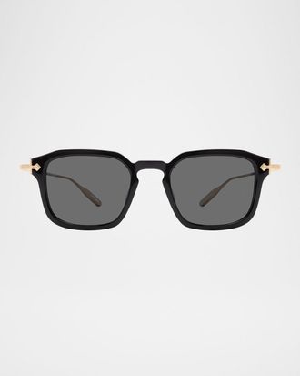 Barton Perreira Men & apos;s Nolan Acetate & Titanium Rectangular Sunglasses