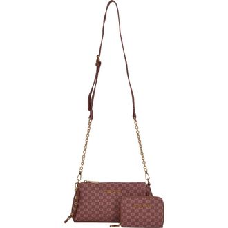 Bebe Adela Monogram Crossbody Baguette with Wallet in Dark Blush at Nordstrom Rack