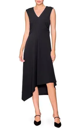 Melloday Side Ruched Asymmetric Dress in Black at Nordstrom Rack, Size X-Large