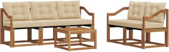 vidaXL Conjunto De Sof&aacute;s De Exterior 6 Uds. Natural Y Beige Vidaxl
