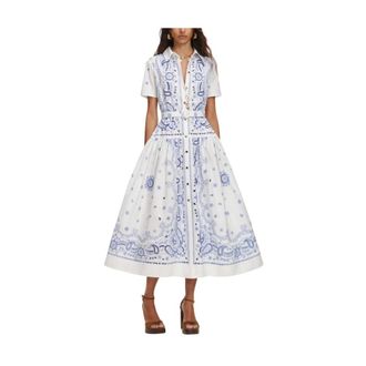 Self Portrait Shirt Dresses, female, Multicolor, Size: XS Paisley-print Belted Shirt Dress