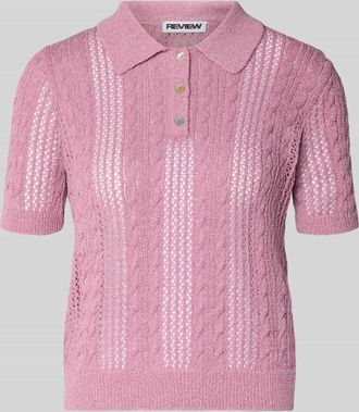 Review Slim Fit Poloshirt in Strick-Optik Modell Ajour in Mauve, Gr&ouml;&szlig;e XL