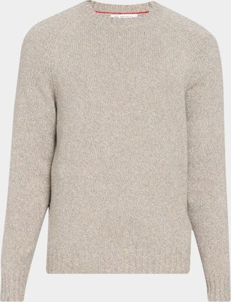 Brunello Cucinelli Men & apos;s Wool, Silk and Cashmere Donegal Crewneck Sweater