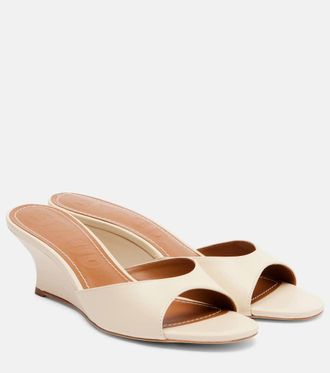 Staud Brigitte leather wedge mules
