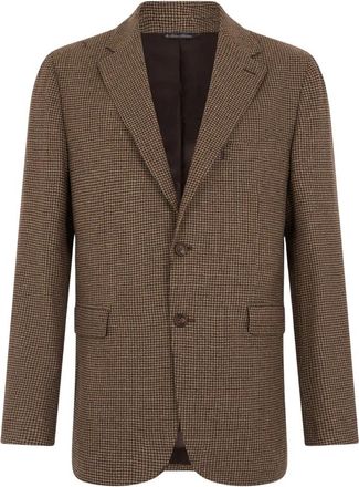 Brooks Brothers Pied de Poule Wol Blazer - Heren - Blazers - Bruin - S - Wol - Jassen