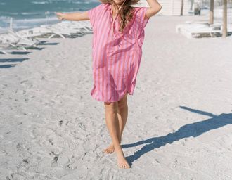 Sunshine Tienda Orchard Pinstripe Cove Cover-Up In Pink