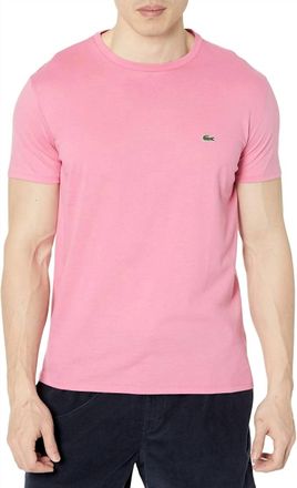 Lacoste Short Sleeve Crew Neck Pima Cotton Jersey T-Shirt In Reseda Pink