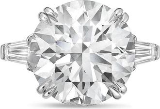Diana M. Jewels Platinum 6ct lab grown round diamond ring with baguettes on the sides