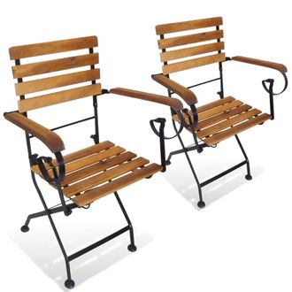 vidaXL Vidaxl - Sillas Plegables De Jard&iacute;n 2 Uds Acero Y Madera Acacia Maciza